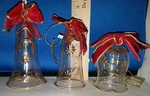 Bell Ornament Of Clear Glass Etched Stars W Red Ribbon Top 29000A 237. Fixed Price $24.00.