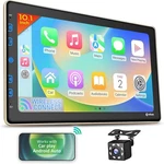 Double Din Car Stereo - 10" Touchscreen + Bluetooth & Back Camera. Fixed Price $88.00.