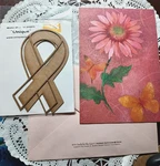Breast Cancer Hallmark Greeting Card & Unique Chipboard 2 Pc Ribbon New. Fixed Price $6.40.