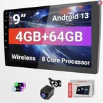 Double Din Android 13 Stereo - 9" Hd Touchscreen With Wireless Carplay. Fixed Price $185.12.