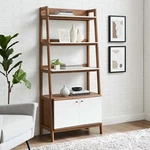 Modway Bixby 33" Bookshelf Display Case In Walnut White. Fixed Price $300.00.