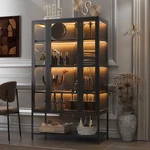 67.25'' Tall Iron Display Cabinet With Glass Door And Led Lights Steel Curio. Fixed Price $432.38.