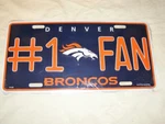 Nfl Denver Broncos #1 Fan : Metal License Plate - New Rico Industries. Fixed Price $7.99.
