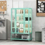 Cyan Iron Display Cabinet With Glass Door & Led Lights, 67.25". Fixed Price $408.79.